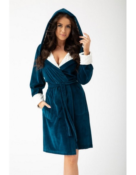 Bathrobe ladies' welurowy with hood Dorota FR-152