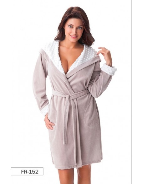 Bathrobe ladies' welurowy with hood Dorota FR-152