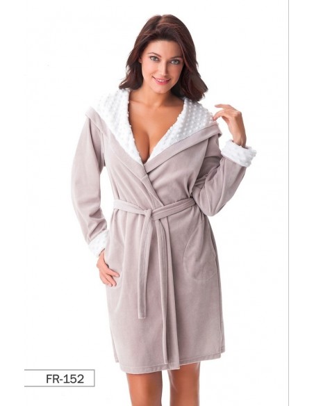 Bathrobe ladies' welurowy with hood Dorota FR-152