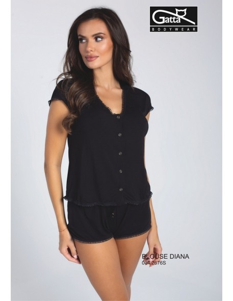 Black blouse women's short sleeve Gatta Diana