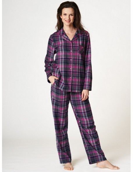 Pajamas women's long flanelowa rozpinana Key LNS 440 B22