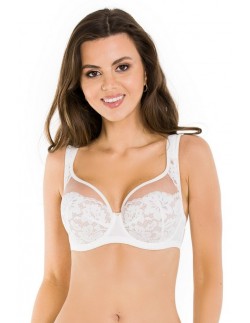 Biały biustonosz Mediolano Jasmin plunge 19150, koronkowy