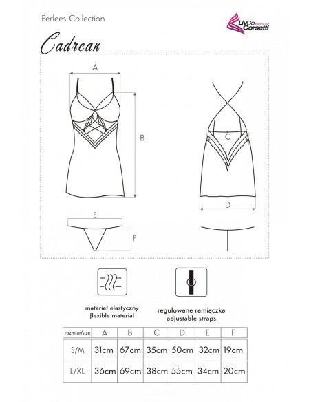 Cadrean t-shirt night with thongs pink, Livia Corsetti lc 90592