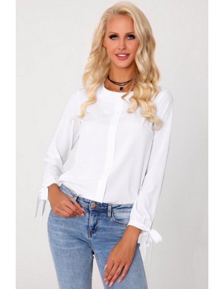 Emelynna blouse women's sleeves long zakończone troczkami white, Merribel 85287