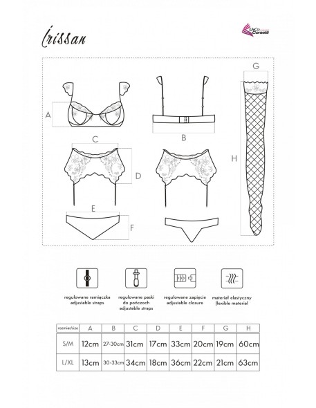 Irissan set bra + pas + briefs + stockings...