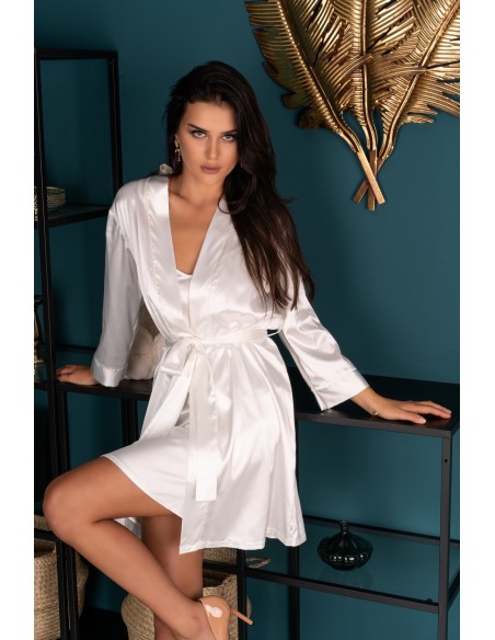 Edelina satynowa szlafrok damski perłowy, Livia Corsetti lc 90520 
