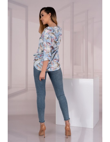 Kalena bluzka damska rękaw 3/4 błękitna we...