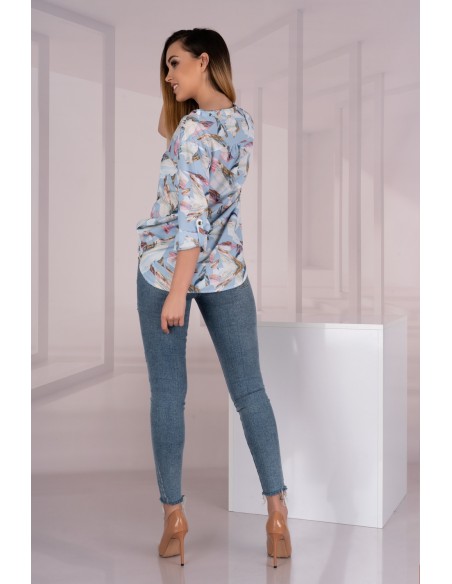 Kalena blouse women's 3/4 sleeve błękitna with patterns, Merribel 85487