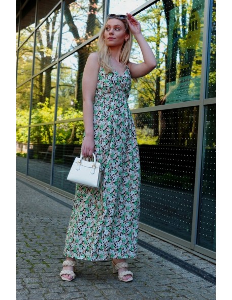 Flolala Green/Zielona letnia zwiewna dress maxi camisole, Merribel