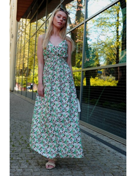Flolala Green/Zielona letnia zwiewna dress maxi camisole, Merribel