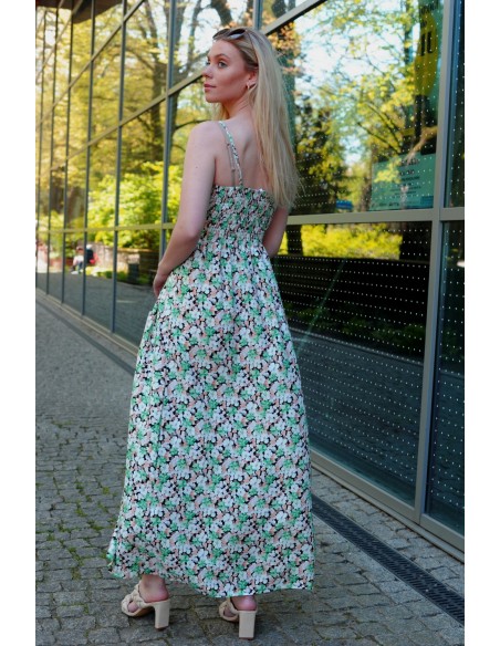 Flolala Green/Zielona letnia zwiewna dress maxi camisole, Merribel