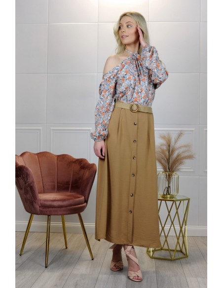 zwiewna long skirt Lulineta Karmelowa/Camel, Merribel
