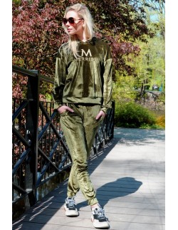 Dollien Khaki welurowy set dresowy with hood, Merribel