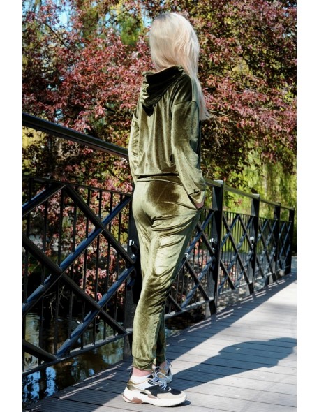 Dollien Khaki welurowy set dresowy with hood,...