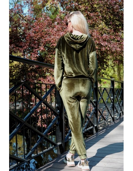 Dollien Khaki welurowy set dresowy with hood, Merribel