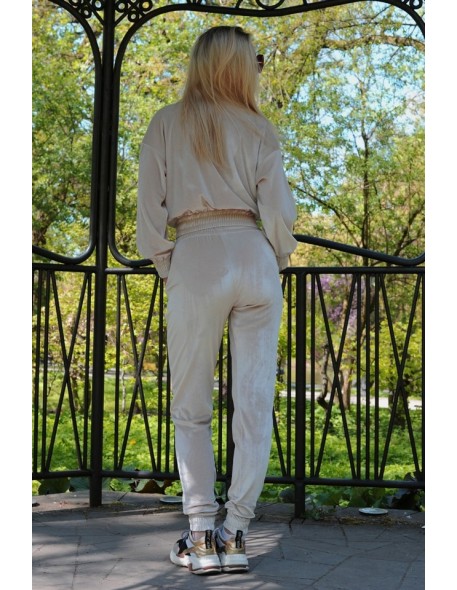 Goldenia Beige/Beżowy welurowy set dresowy...