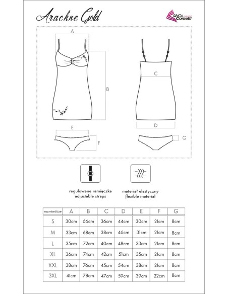 Arachne t-shirt night with thongs gold, Livia Corsetti lc 18006