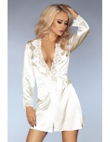 Jacqueline komplet koszulka + szlafrok + figi ecru, Livia Corsetti lc 90249 