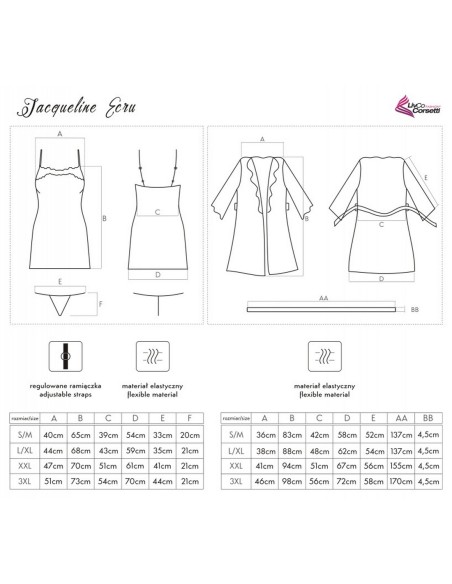 Jacqueline komplet koszulka + szlafrok + figi ecru, Livia Corsetti lc 90249 