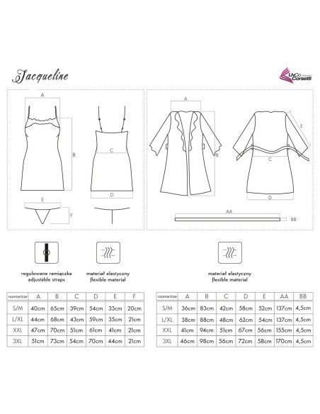 Jacqueline komplet koszulka + szlafrok + figi czarny, Livia Corsetti lc 90249 