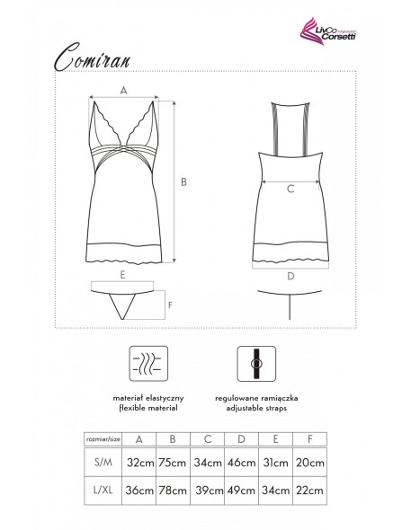 CoMiran t-shirt night with thongs black, Livia...