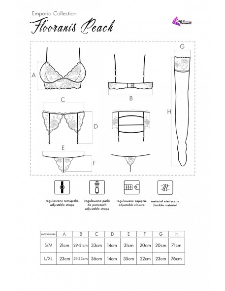 Zmysłowy komplet flooranis peach emporio...