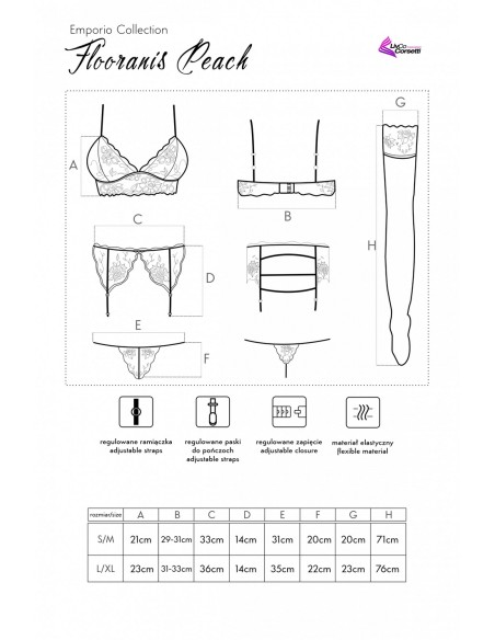 Zmysłowy komplet flooranis peach emporio collection, Livia Corsetti