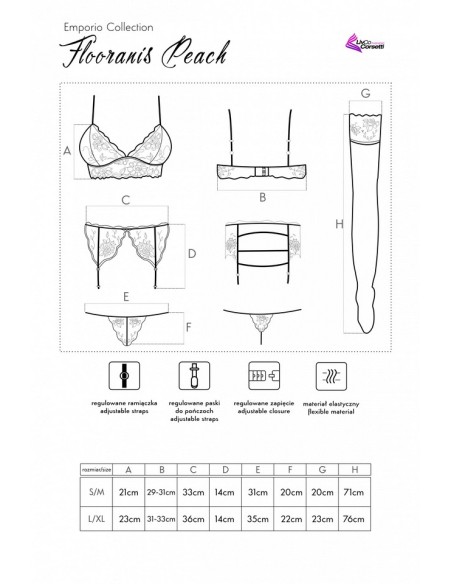 Sensual set flooranis peach emporio collection, Livia Corsetti