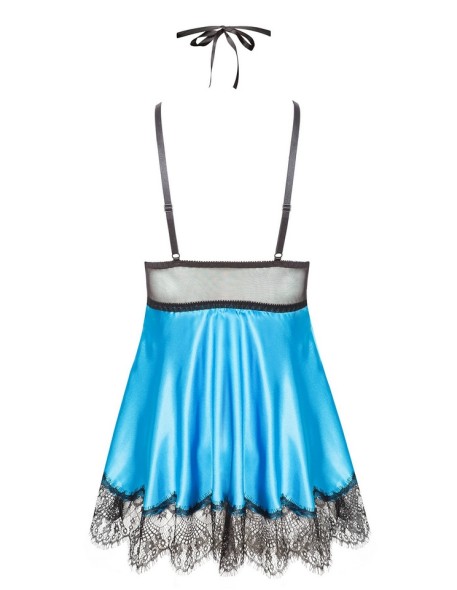 Koronkowa koszulka nocna z maską turkus Eve...