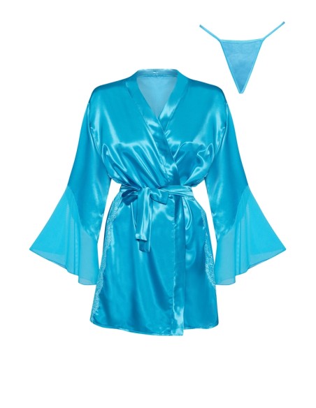 Satin bathrobe turquoise Marlene Beauty Night Fashion