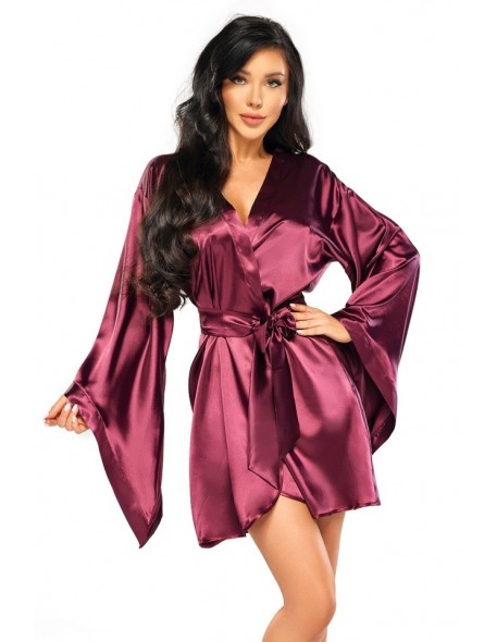 Satynowy szlafrok burgund Samira Beauty Night Fashion