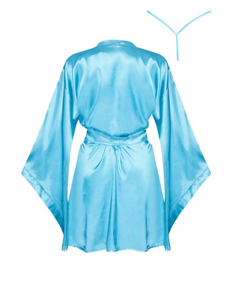 Bathrobe satin short turquoise Samira Beauty Night Fashion