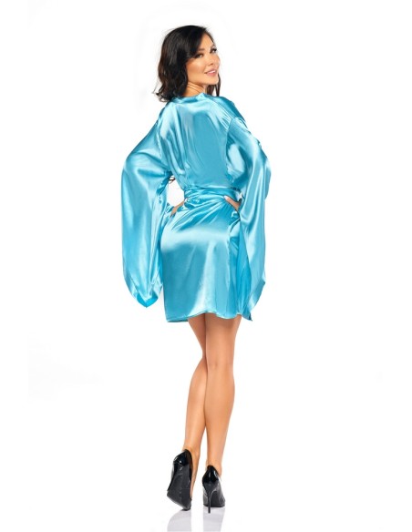 Szlafrok satynowy krótki turkus Samira Beauty Night Fashion