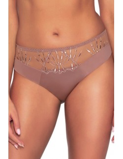 Figi damskie Ava 2035 beżowe, koronkowe z wysokim stanem