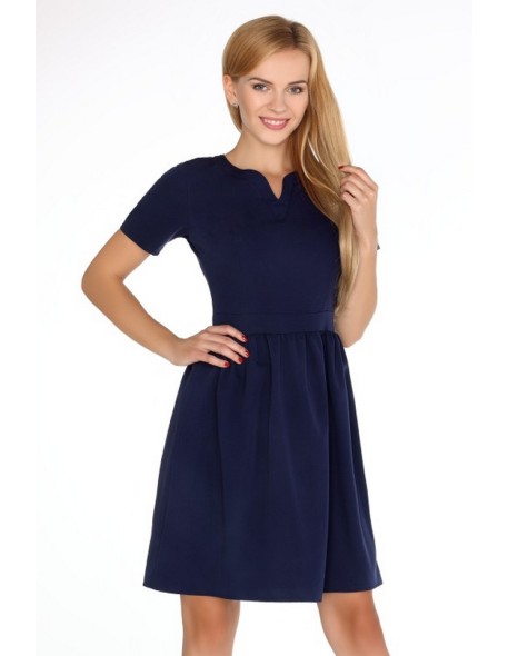 Marelna dress women's short sleeve flared bottom navy blue, Merribel