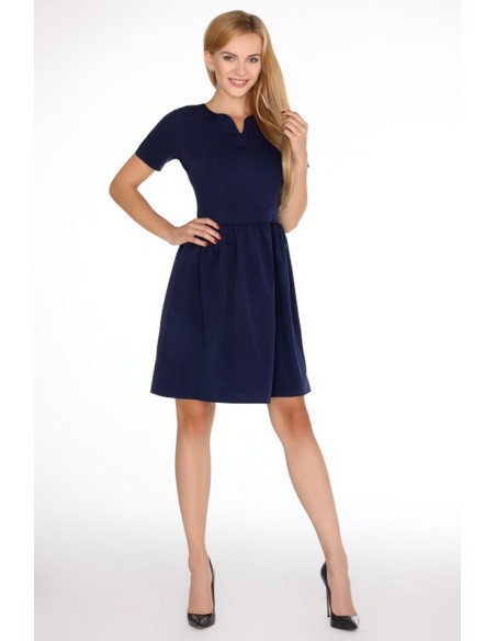 Marelna dress women's short sleeve flared bottom navy blue, Merribel