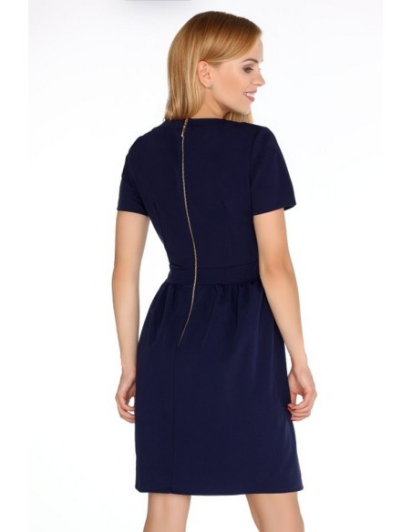 Marelna dress women's short sleeve flared bottom navy blue, Merribel