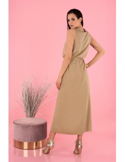 Anara dress women's long on wide straps beige, Merribel d144 2