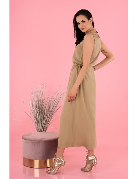 Anara dress women's long on wide straps beige, Merribel d144