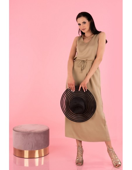 Anara dress women's long on wide straps beige, Merribel d144