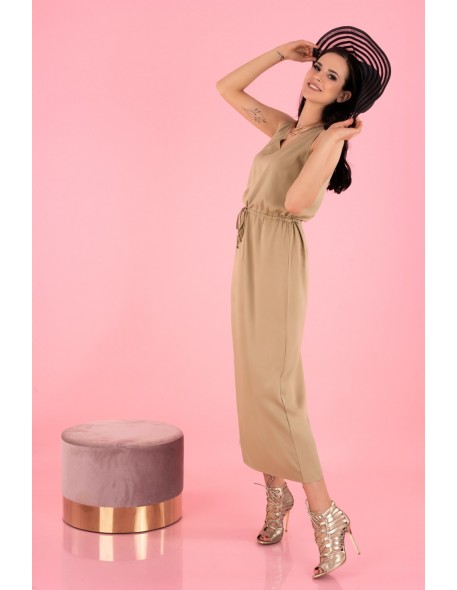 Anara dress women's long on wide straps beige,...