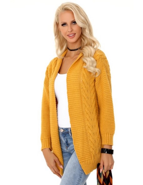 Mildan kardigan ladies' ozdobny splot mustard, Merribel