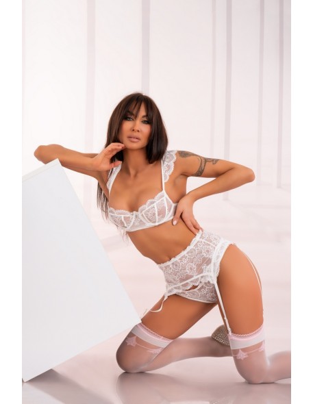 Mieva 15den white/białe koronkowe pończochy ślubne livco corsetti fashion Livia Corsetti