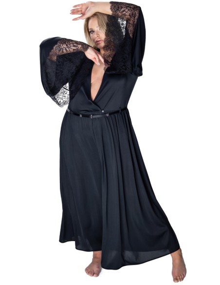 Bathrobe ladies' thin black Mewa Naomi
