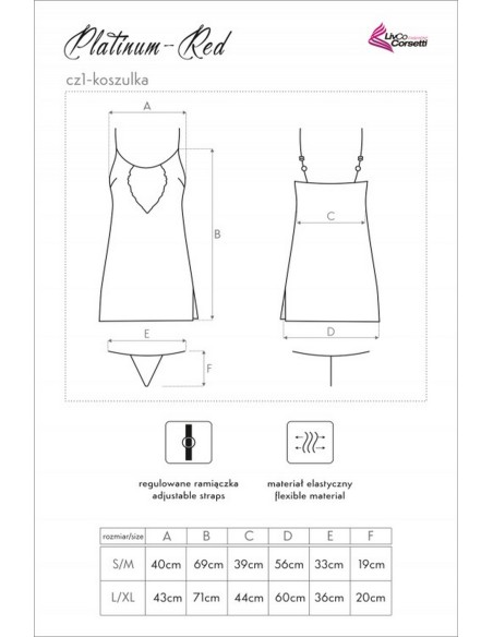 Platinum-red komplet koszulka + szlafrok + figi, Livia Corsetti lc 90290 