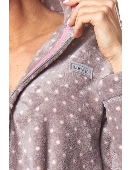 Szlafrok damski na zamek z kapturem L&L ZPPR 9156 