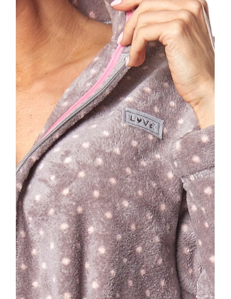 Szlafrok damski na zamek z kapturem L&L ZPPR 9156 