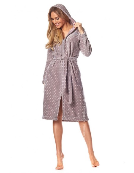 Bathrobe ladies' na zipper with hood L&L ZPPR 9156