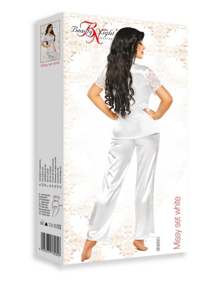 Piżama damska satynowa biała Missy Beauty Night Fashion