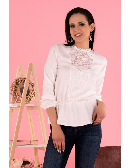 Iseara bluzka damska z długim rękawem biała,...